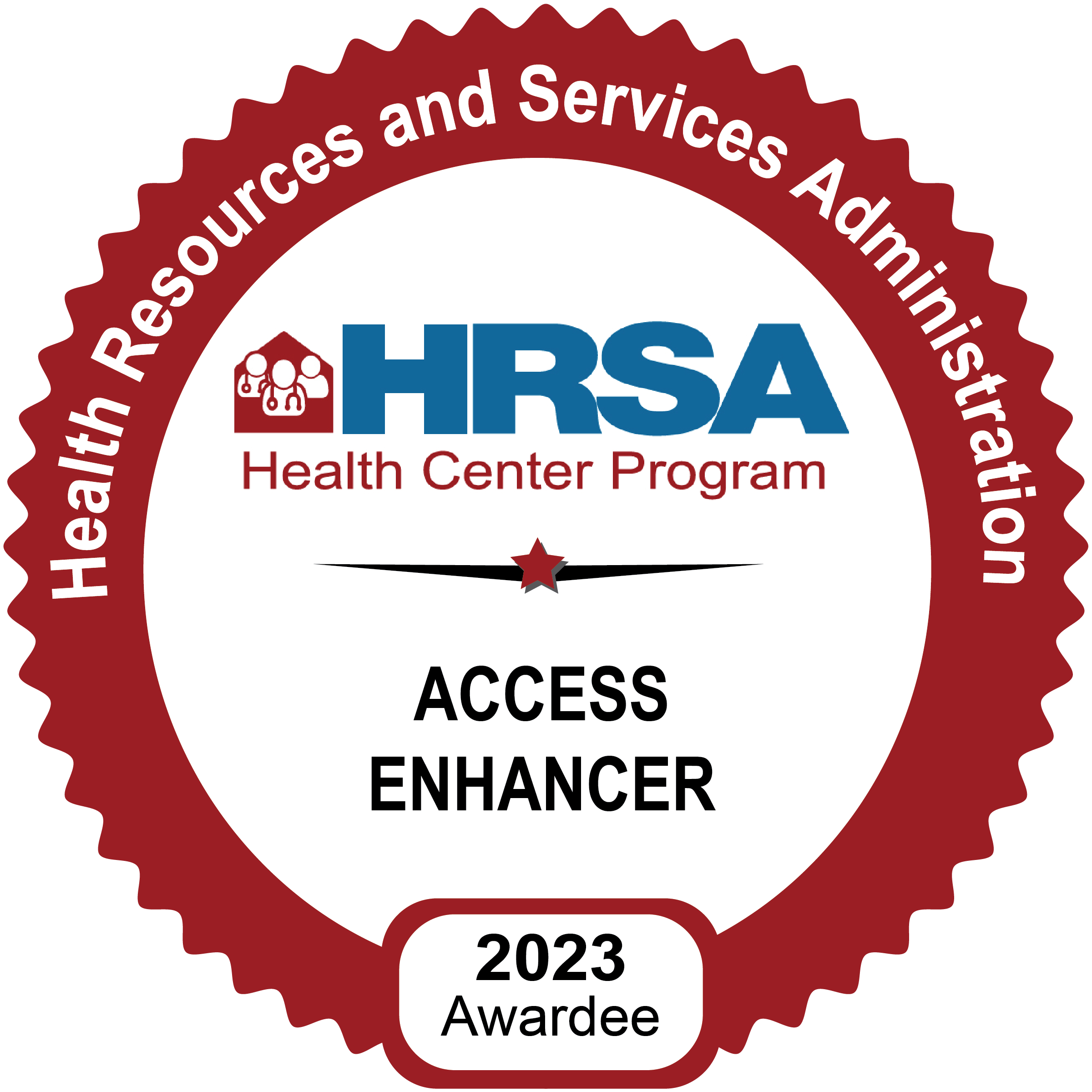 HRSA Access Enhancer seal with red border